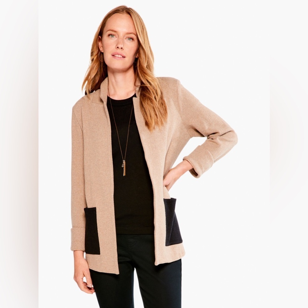 NWT Nic & Zoe Women’s Plus Size Pocket Blazer Open Front Cardigan Birch Tan 3X